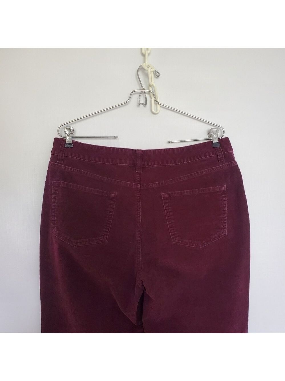 ST. JOHN'S BAY CORDUROY PANTS WOMEN 12 STRAIGHT-FIT SLENDER BOOT CUT PLUM PURPLE - Picture 4 of 11